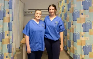 Rebecca Smith and Chloe Donaghy in DkIT's Clinical Skills Lab