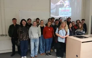 Brittny Heinrich with the students