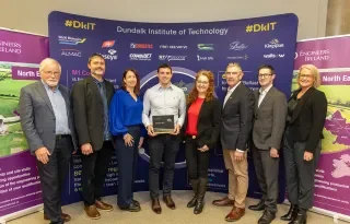 Johnathon McManus winner of the Dr Niamh Shaw Award, pictured with Niamh and the judges