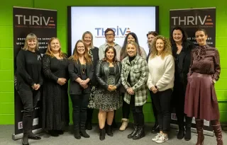 A past THRIVE4women cohort before their final pitch