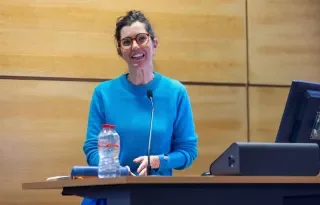 Emilie Pine presenting the Dorothy Macardle lecture at DkIT