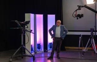 Theo O'Grady in the DkIT Film Studio