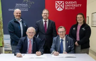 Representatives of DkIT and Queen's at the signing of the Heads of Agreement