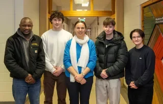 The winning SDG Hackathon team with lecturer Mary Kennedy