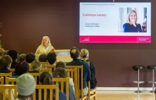 Caitriona Lavery, Sales Manager at Hastings Hotels sharing her career progression advice with DkIT staff and students