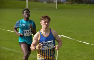 DkIT's Bernard Joyce during the men's 8km race. Photo credit Pint of Media