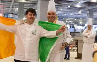 Charlie Ward, who won a Bronze Medal in Cookery pictured with his mentor Alan McCabe