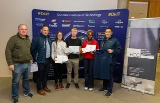 Measured Survey winners with Pauric McKenna and Colm Holmes of ECC and their lecturer Enda Fields