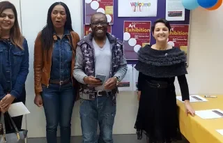 (L-R) Sana Kazi (WELCOME project member), Dr. Colletta Dalikeni (WELCOME project co-leader), Joe Odiboh (Artist and WELCOME project member), Dr. Bernadette Brereton (WELCOME project co-leader)