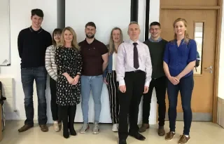 (L-R) Stephen O’Reilly, Aileen McGahon, Dr Suzanne Linnane (Lecturer), Ian Kilcoyne, Sarah Smith, Eamon Mullen (Lecturer), Cathal Conaty, Katie Quinlan.