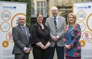 Prof. Keith Thornbury, DkIT Lead Partner; Helen Donaldson, Acting Director for the Joint Secretariat with the SEUPB; Prof. John Lockhart, University of the West of Scotland; Prof. Lorraine Martin, Queens University, Belfast