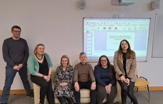 Dr Ciaran Ryan (Department of Creative Arts, Media and Music), Dr Bridget Kelly (Department of Life and Health Sciences), Dr Adèle Commins (Head of Department of Creative Arts, Media and Music), Professor John O’Flynn (DCU), Dr Kayla Rush (Department of Creative Arts, Media and Music), Dr Sheryl Lynch (Maynooth University)