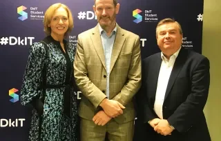 Dr Siobhan Duffy, Law Lecturer, MEP Colm Markey, Shane Hill, Head of Department of Management and Financial Studies 