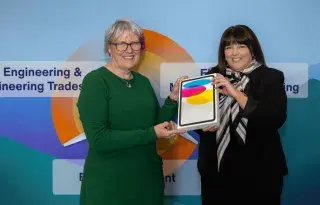 Denise Quigley, Head of Department of the Built Environment at DkIT with Michelle Hanley, Head of Sales at GoReport 