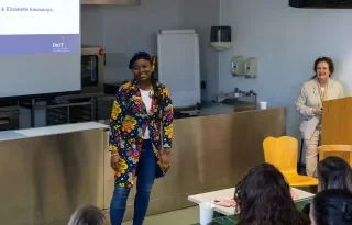 DkIT student Elizabeth Awosanya discussing her degree in social care
