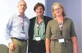 L-R Joint winner Dr Paul Flynn, NUI Galway with Dr Christopher Moon, Conference Organiser & Judge and Angela Hamound Business Lecturer, DKIT.
