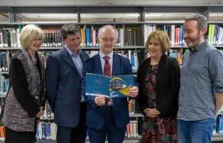 Dr. Sheila Flanagan (DkIT Registrar and VP for Academic Affairs), Gerry Gallagher (DkIT E-Learning Co-ordinator), Dr. Diarmuid O'Callaghan (DkIT President), Dr. Breda Brennan (DkIT Head of School of Engineering), Aidan Garvey (DkIT Educational Technologist). 
