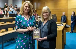 Edel Healy, Head of School for Health and Science with Ann Everitt Reynolds