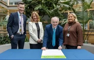 Hugh Nolan,Vice President of Finance, Resources and Diversity, Dr Edel Healy, Head of the School of Health and Science, Dr Diarmuid O'Callaghan, DkIT President, Niamh Fallon, DkIT Student Union President