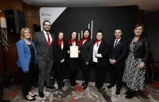 Lorraine Dunne (DkIT Lecturer), Donnacha Lynch, Niamh Warren, Niamh Mulholland, Xin Xu (Caroline), Anja Meidl, Brian Bowler, IHI President, Maria Roddy Freyne (DkIT Lecturer)