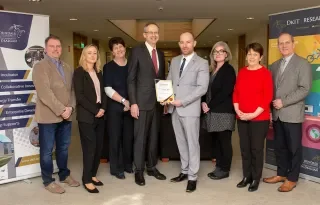 Pictured [from left] are: Garrett Duffy, Incubation Centre Manager; Martina Goss, Programme Manager New Frontiers Programme Manager; Pauline Quinn, Administration, RDC; Michael Mulvey, PhD, DkIT President; Aidan Browne, Head of Innovation & Business Development, RDC; Grainne Murphy, Administration, RDC;  Anne Tinnelly, Administration, RDC; Neil McLoughlin, Technology Transfer Manager, RDC. 