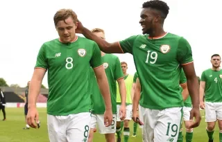 DkIT Students Georgie Poynton (R) and Carlton Carlton Ubaezuonu at the Irish Universities & Colleges v France Universities Friendly, 12 June 2018