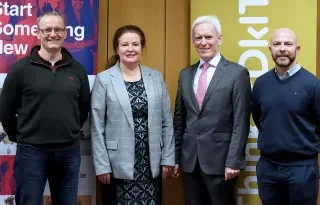 Pictured from the left are: Michael McCorry DkIT Lecturer, Dr. Patricia Moriarty, DkIT Head of School of Business & Humanities, Michael McGeehin, Director of  Sport Ireland Coaching and David Cranny DkIT Lecturer at the signing of the MOU with Sport Ireland Coaching. Photo by: DkIT