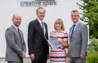 DkIT president Michael Mulvey and Aidan Browne, DkIT Head of Innovation & Business Development, pictured at Creative Spark offices, Dundalk