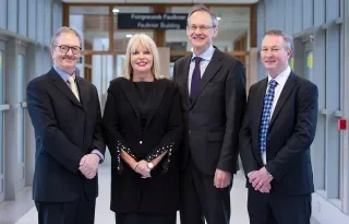 Pictured [from left ]are Peter Finnegan, Co-Founder, Nova Leah; Minister Mary Mitchell O’Connor, T.D.; Michael Mulvey, PhD, DkIT President and Dr Fergal McCaffrey, Director of the Regulated Software Research Centre, DkIT on campus to announce €3.7 million funding for disruptive technology projects. [Photo by Ciara Wilkinson]