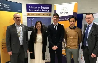 Pictured (L-R): Barry Hyland, Chairman of Engineer’s Ireland North East region and Engineer with SQS, pictured with finalists and DkIT lecturer Gareth Kelly
