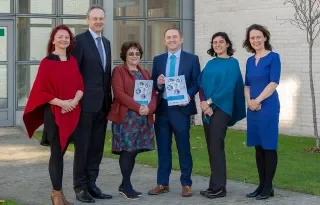 Pictured (L-R): Olya Antropova (DkIT graduate and TEAM Project Research Assistant), Dr. Michael Mulvey (DkIT President), Dr. Dina Brazil (Senior lecturer and TEAM project member, Institute of Technology Carlow), Dr. Ronan Bree (DkIT Applied Sciences lecturer), Moira Maguire (Head of Learning and Teaching at DkIT) and Dr. Edel Healy (Head of School of Health & Science at DkIT)