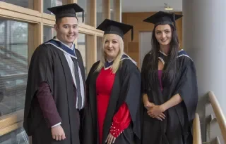 (L-R) Gareth Lau, Dayna Brannigan and Jade Kenny, pictured at their graduation ceremony, November 2018.