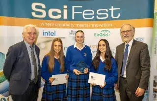 Professor Tom Collins, Aoife Brady, Amy GIllick, Beth Brady, George Porter, Runner Up prize (St Josephs Secondary Navan)