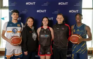 Tiago Pereira (DkIT/Drogheda Wolves), Barbara Kelly (Drogheda Wolves), Kate Kelly (DkIT/Swords Thunder), Paul Carr (Swords Thunder Head Coach), Daniel Ayoade (DkIT), 