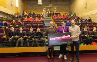 Students who took part in the Engineers Week Quiz with DkIT's Denise Quigley, Maryellen Kelledy and Gareth Kelly