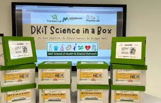 The Science in a Box packs ready to be delivered to schools 