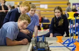 Pupils from St Buites N.S., Tenure take part in the VEX Robotics North East Regional Competition at DkIT [Photo: Ciara Wilkinson]