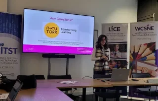 Mariela Machuca Palermos presenting at the World Conference on Special Needs Education in St Mary's College Oxford