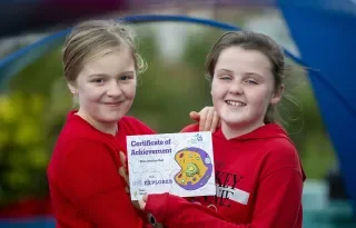 Payton Mason-Kenny and Lily Belle McKeon-Stowe celebrating Cell Explorers