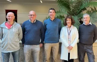 Pictured (left to right) are Derek O’Reilly (Department of Visual & Human-Centred Computing International & Erasmus Coordinator), Arne Vandenbussche (VIVES University of Applied Science), Daran Harris (University of Montpellier), Noreen Carney (DkIT International Office) and Michael Connolly (DkIT lead for this project)