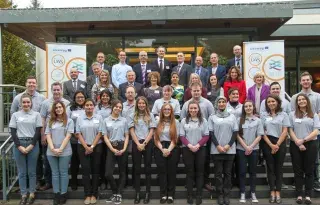 Breath Project Management Team and PhD Students at the Project Launch in November 2017 with DkIT President, Dr Michael Mulvey [Top Centre]. 