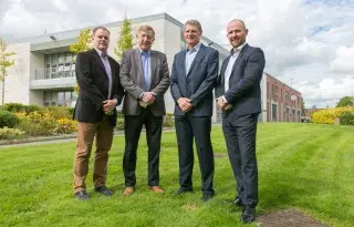 Garrett Duffy, Enterprise Manager at the Regional Development Centre at DkIT; Pat McKeown, Managing Director at FF Solutions; Colman Ledwith, Programme Director at the School of Engineering at DkIT; Aidan Browne, Innovation and Business Development Manager at the Regional Development Centre at DkIT.