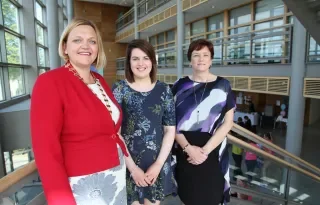 Essene Cassidy,President of NMBI; Kate Finnamore, Higher Diploma in Midwifery student, DkIT and Dr. Kathleen Nallen, Head of Midwifery Section, DkIT at NMBI National Student Midwifery Debate in DkIT on Thursday 4th May 2017.