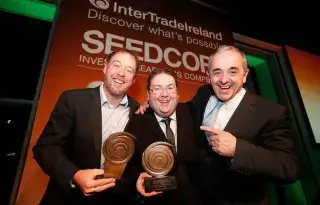 Gecko Governance’s Shane Brett and Damien Cahill with InterTradeIreland’s Laurence Lord.