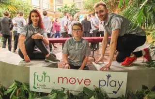Students on the B.Sc. (Hons.) in Health at Physical Activity at DkIT at the launch of the Fun, Play, Move Project’