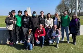 DkIT students visit the Vimy Ridge WWI war memorial during an Erasmus+ funded trip to Lens, France.