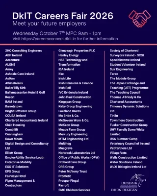 List of Exhibitors for the DkIT Careers Fair 2026