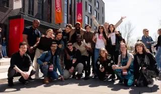 Group photo of some of the students involved in the BIP “Team Development of a Computer Game” 