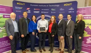 Johnathon McManus winner of the Dr Niamh Shaw Award, pictured with Niamh and the judges