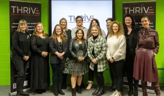 A past THRIVE4women cohort before their final pitch